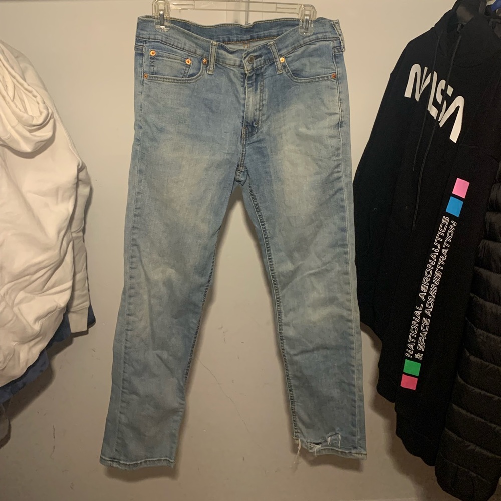 Straight blue jeans